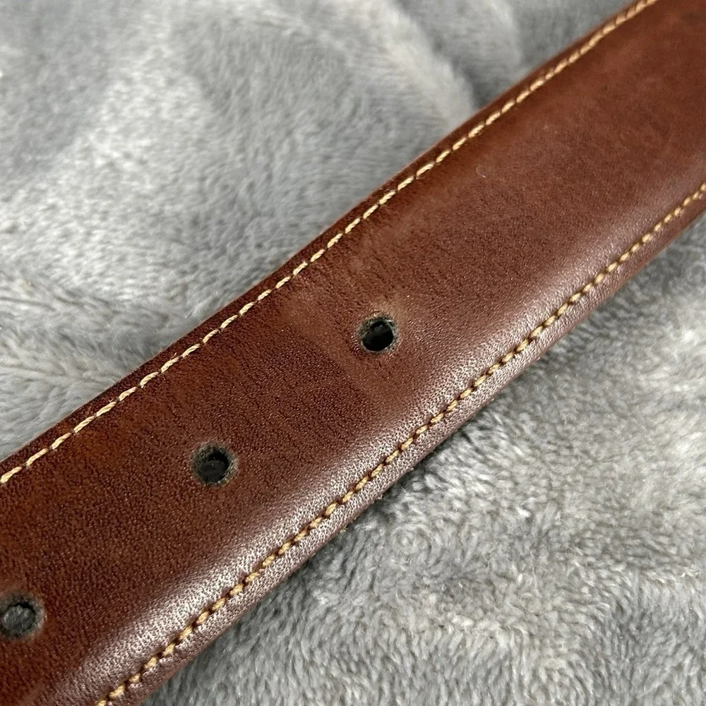 Vintage‎ Genuine Leather Belt Mens 38 Brown Classic Made In USA Preppy Heritage